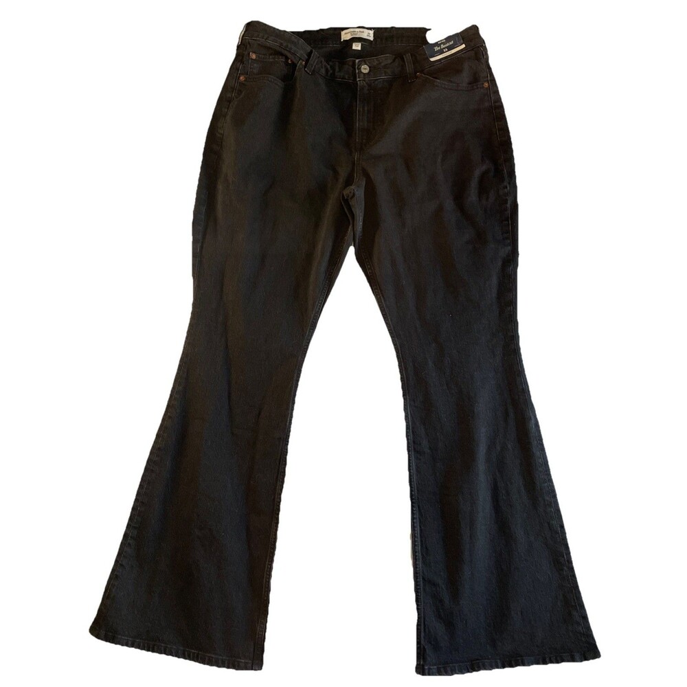 Abercrombie & Fitch Curve Love The Bootcut Jeans Mid Rise Black Size 33 NWT